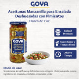Goya Salad Olives, Pitted Manzanilla Spanish Olives with Pimientos, Tangy, Flavorful for Cocktails, Tapas, Salads, and Snacking, 2-Pack (7 oz Jars)