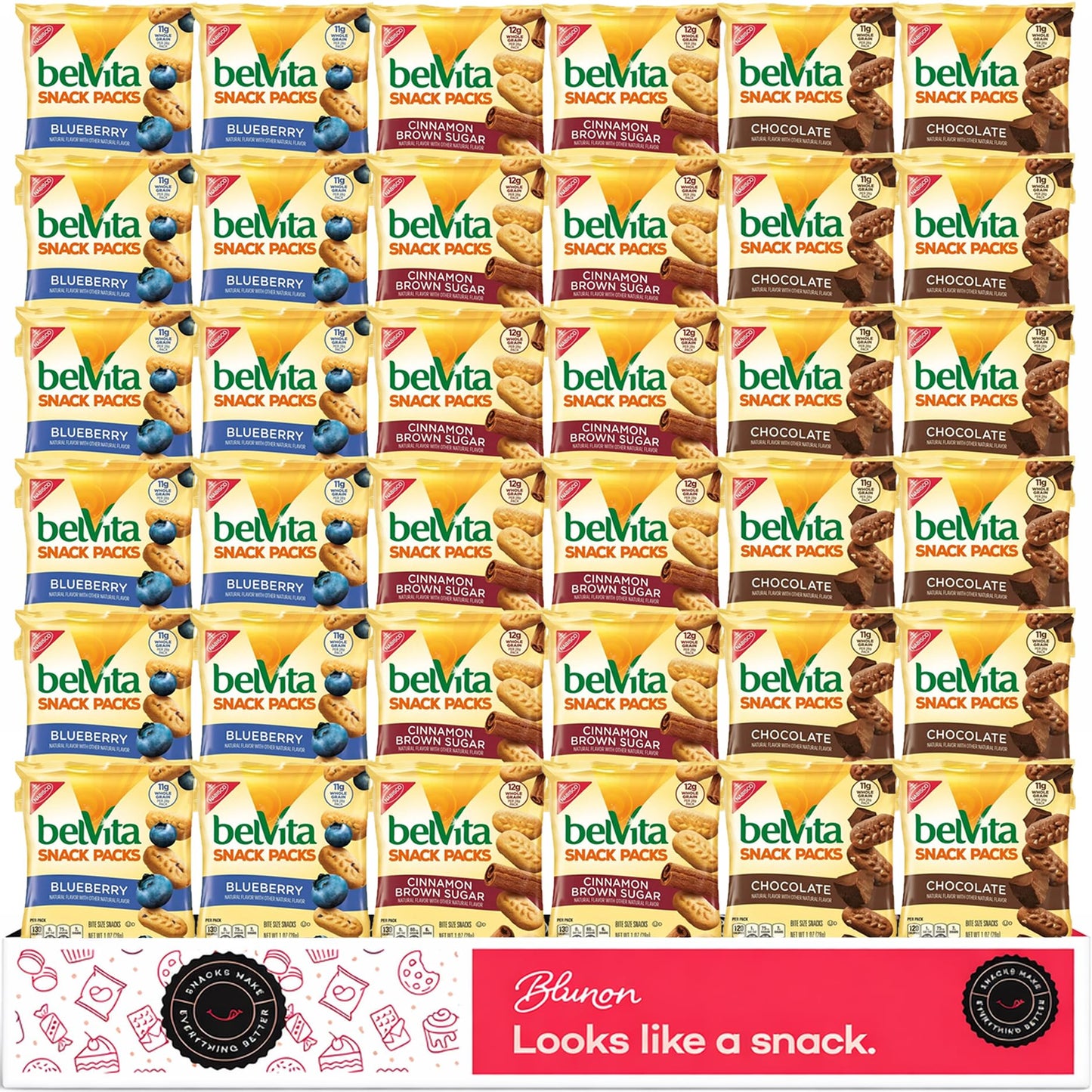 Belvita Breakfast Biscuits Bite Size Snack Packs - Bulk Assortment (36 Count)