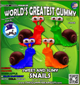 World's Greatest Gummy® - Sweet and Slimy Snails | Created by The Gummy Bear Guy® | Cherry, Orange, Green Apple, and Blue Raspberry with Cola Shells