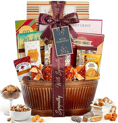 Broadway Basketeers Sympathy Gift Baskets - Bereavement & Condolences Care Package with Gourmet Snacks - Thoughtful Sympathy Gifts Delivery for Loss