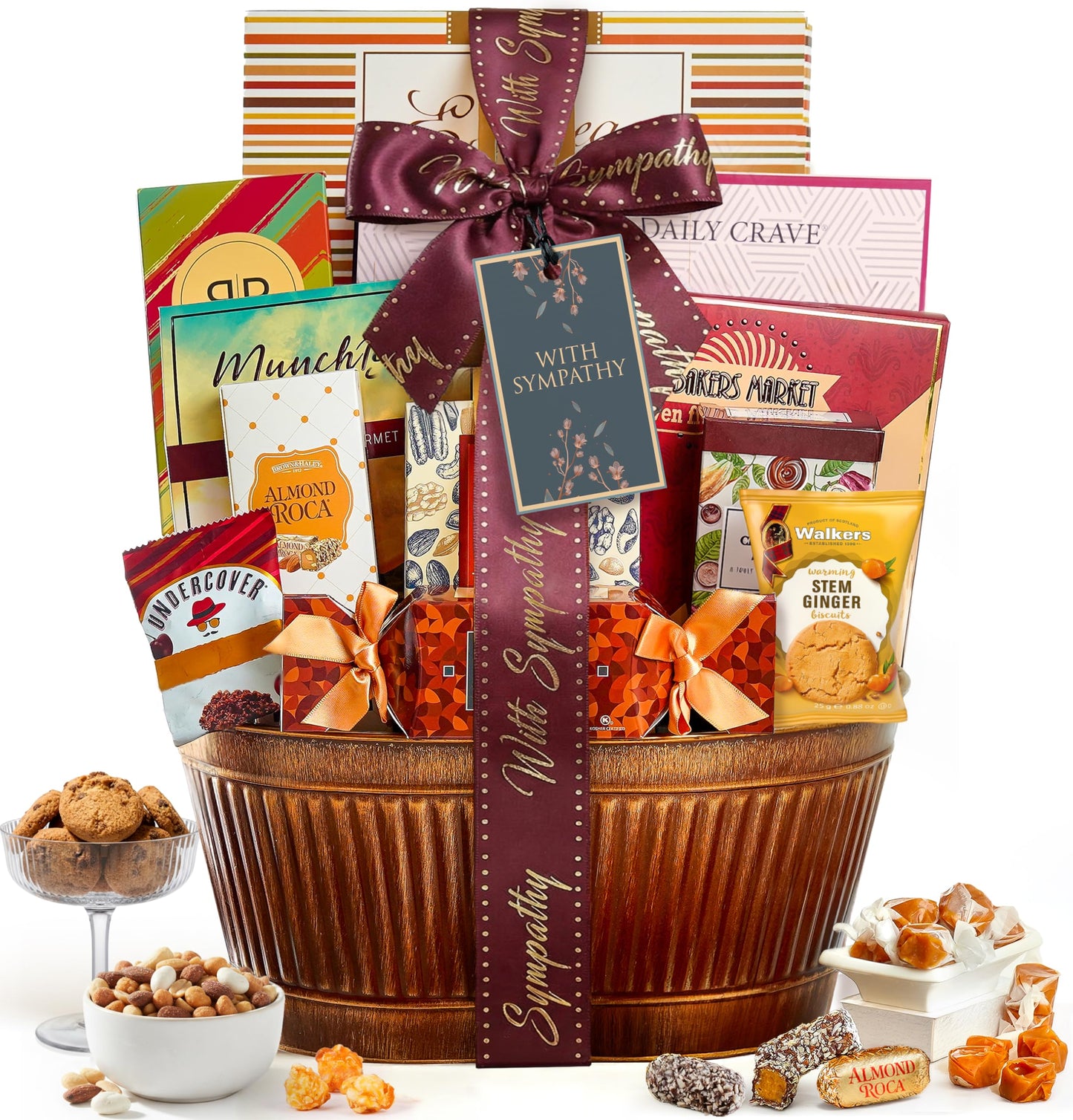 Broadway Basketeers Sympathy Gift Baskets - Bereavement & Condolences Care Package with Gourmet Snacks - Thoughtful Sympathy Gifts Delivery for Loss