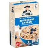 Quaker Instant Oatmeal Breakfast Cereal, Blueberries & Cream, 8.4 oz