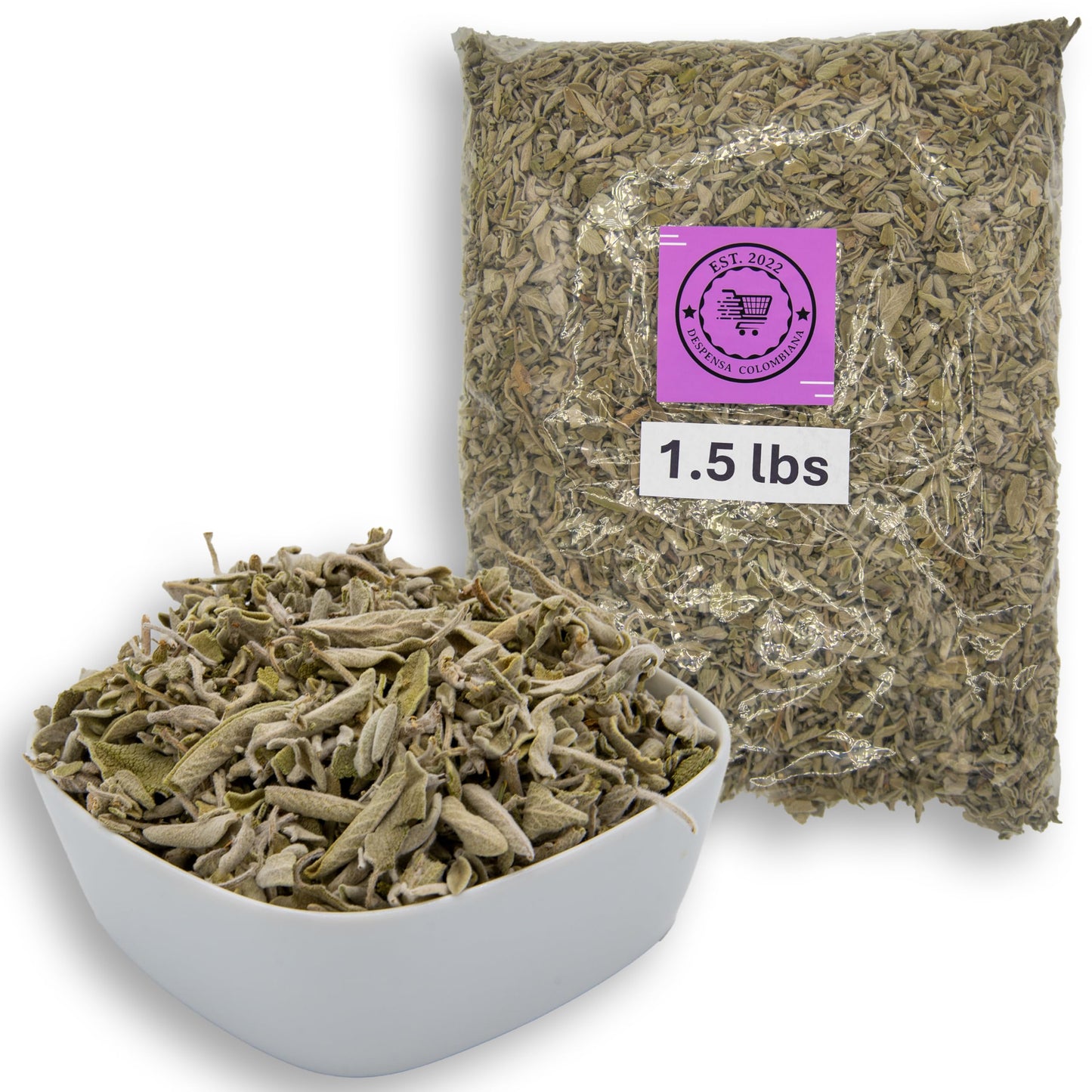 1.5 lbs Dried Sage Bulk - Great for Sage Tea, Salvia Seca 1.5 lbs - Despensa Colombiana