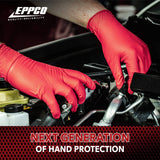 EPPCO Grease Bully Red 7-Mil Diamond Textured Nitrile Gloves - Powder & Latex Free - 10 Boxes Per Case