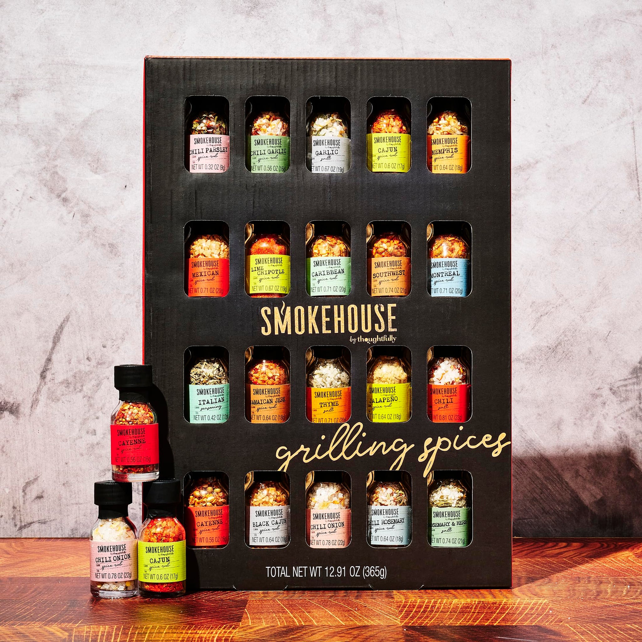 Smokehouse by Thoughtfully Holiday Ultimate Grilling Spice Seasoning Gift Set,Flavors Include Chili Garlic, Rosemary and Herb, Lime Chipotle and More