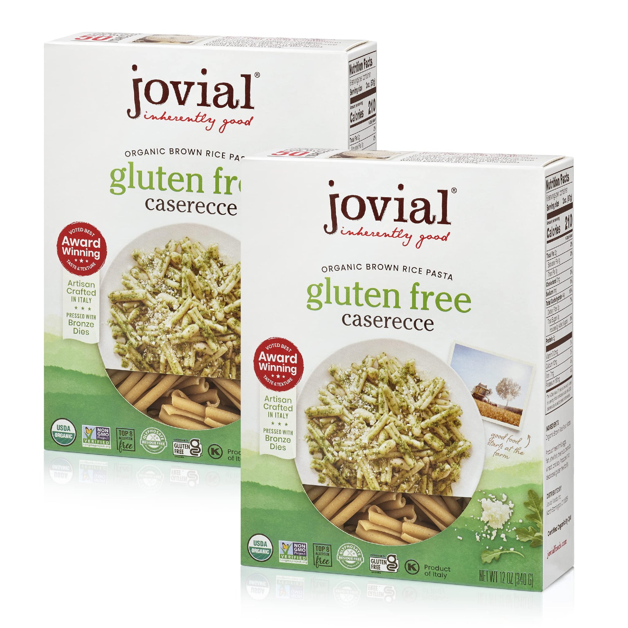 Jovial Whole Grain Brown Rice Caserecce Pasta - Pasta Caserecce, Caserecce Pasta, Whole Grain Pasta, Organic Pasta, Gluten Free, Dairy Free, Brown