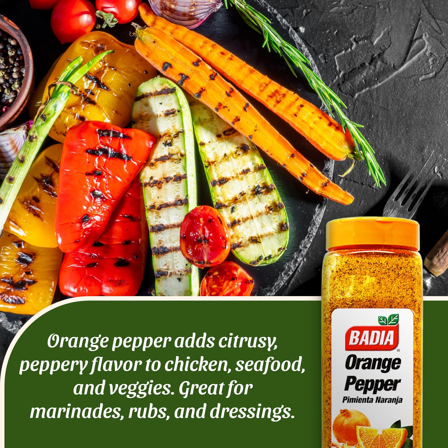 Badia Orange Pepper Seasoning, 26 oz - Pepper, Garlic & Onion, Zesty Citrus Blend for Chicken, Seafood & Vegetables