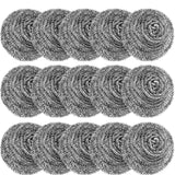 15 Pack Steel Wool Scrubber, Metal Kitchen Scrubbing Sponges, Dishwashing Scouring Pads Heavy Duty, Premium Stainless Steel Scrubbers for Cleaning