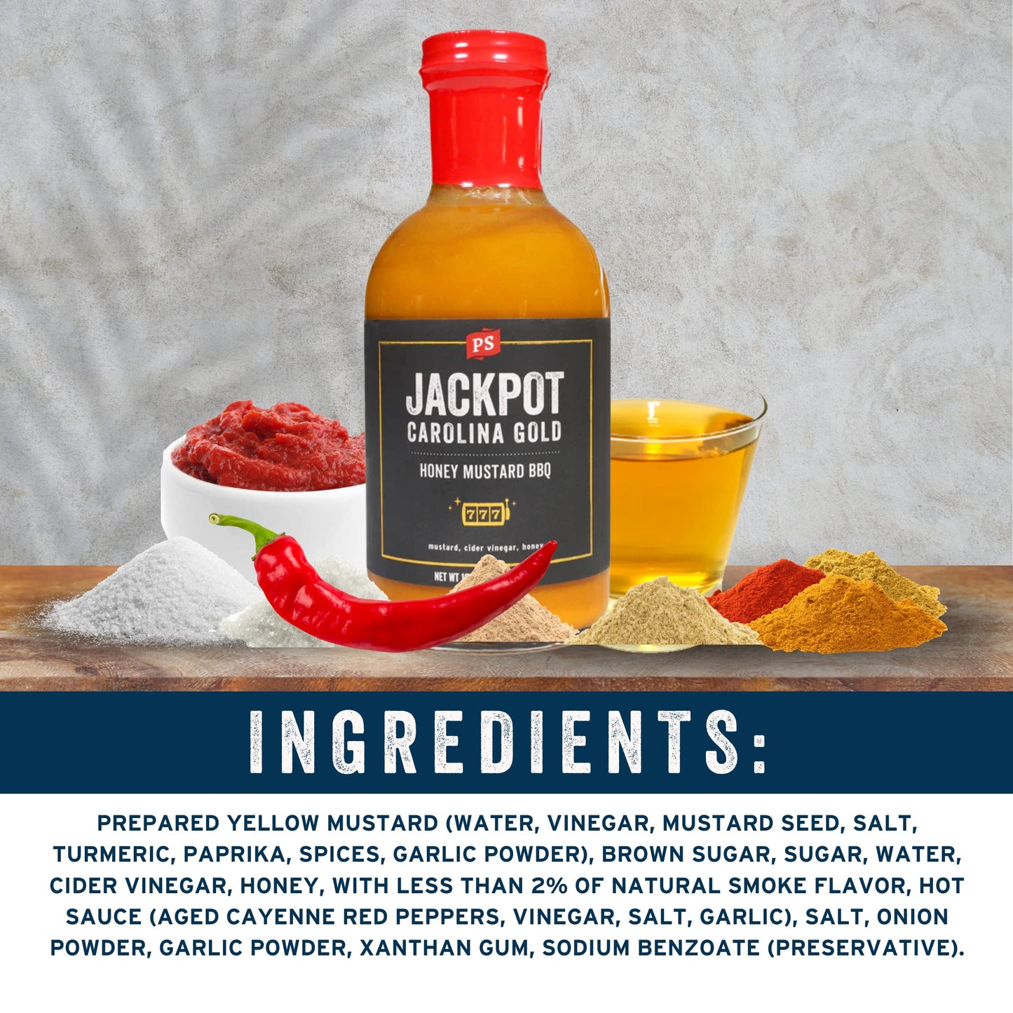 PS Seasoning Jackpot Carolina Gold Honey Mustard BBQ Sauce - Tangy and Sweet Marinade, Glaze, Baste, and Dip - All-Purpose Sauce Great for Pulled