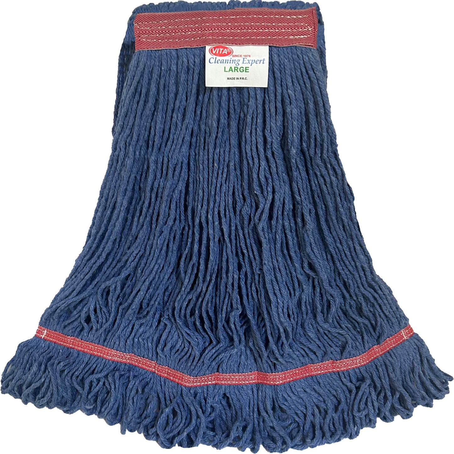 Blue Premium Blended - Large Narrow Band Looped-End Wet Mop - Superior Pick-up and Durability - 6 Pack