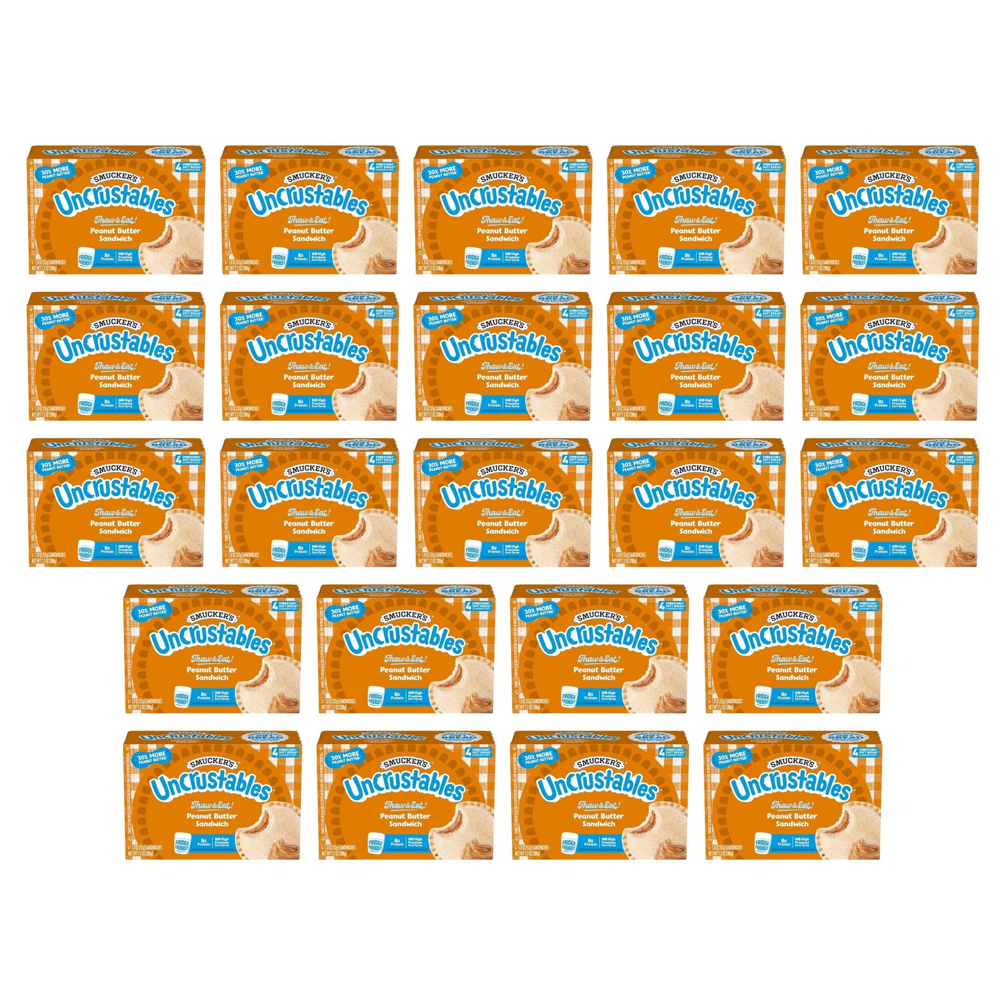 Uncrustables Frozen Peanut Butter Sandwich, Individually Wrapped, No Crust, 1.8 oz, Pack of 90