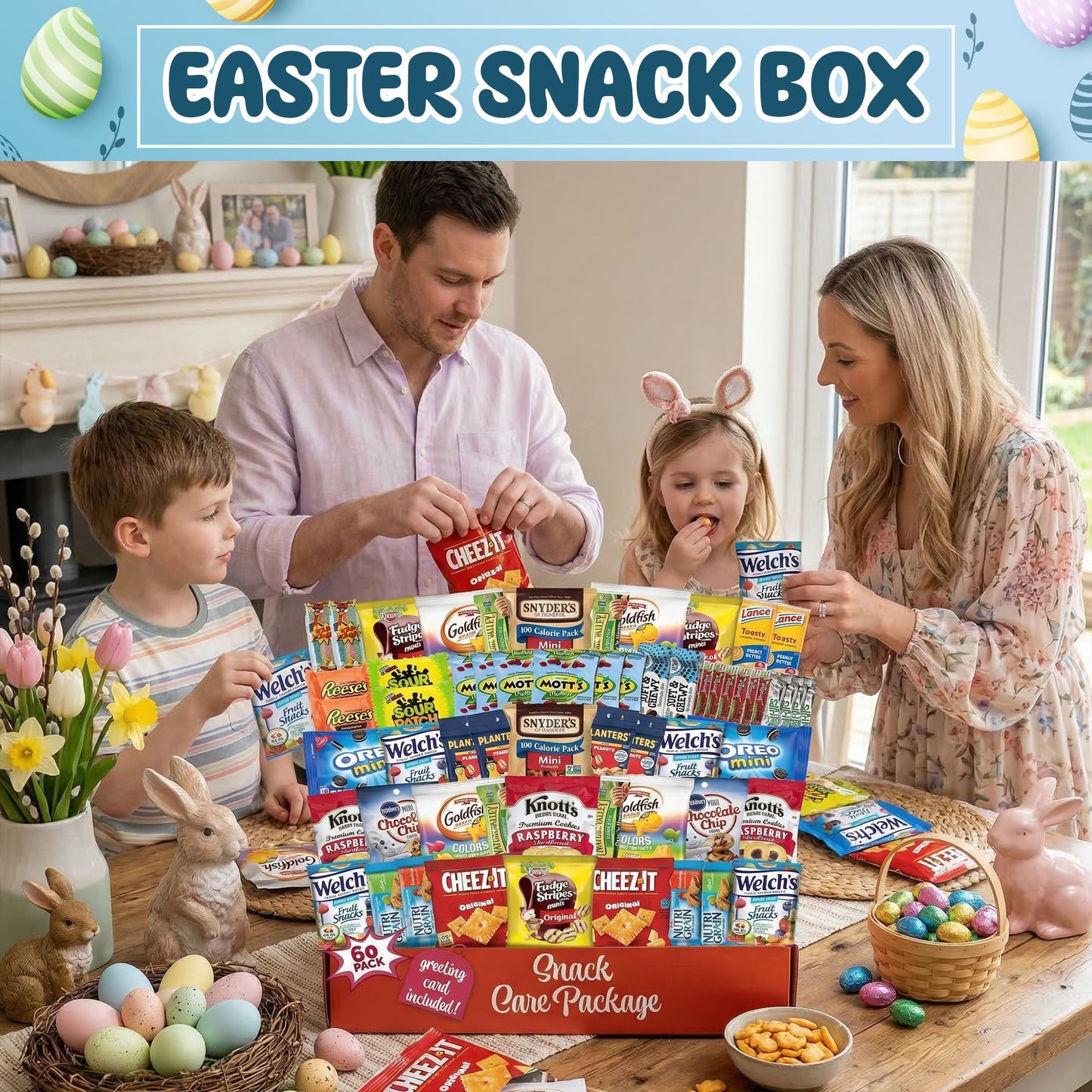 Snack Box Variety Pack (60 Count) with Chips, Cookies & Bars - Snacks Variety Pack for Adults, Kids & Teens - Care Packages for College Students