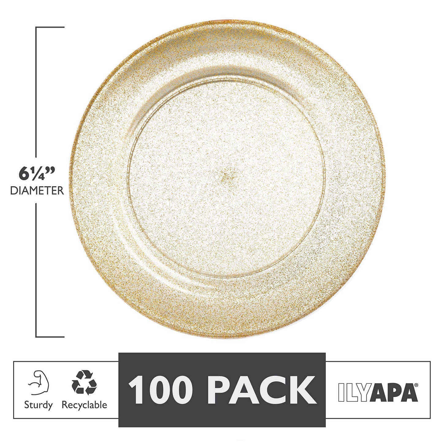 Ilyapa 100 Pack 6 Inch Disposable Dessert Plates, Plastic Clear Party Plate Sets for 100 Guests, Clear Appetizer and Cake Plates 6", Party & Dinner