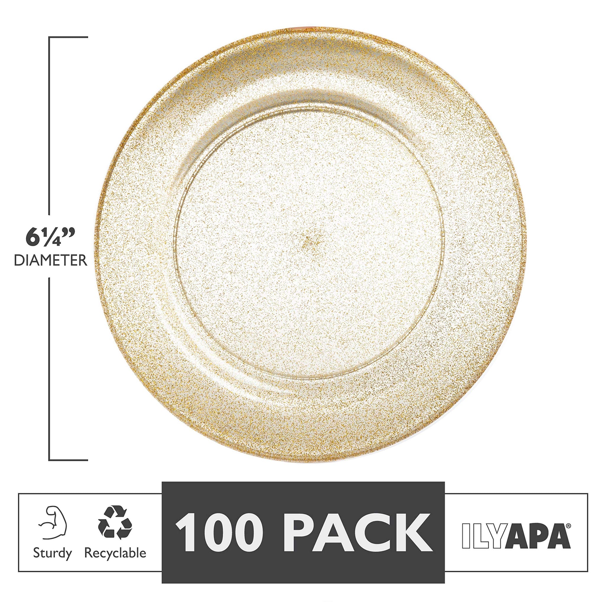 Ilyapa 100 Pack 6 Inch Disposable Dessert Plates, Plastic Clear Party Plate Sets for 100 Guests, Clear Appetizer and Cake Plates 6", Party & Dinner