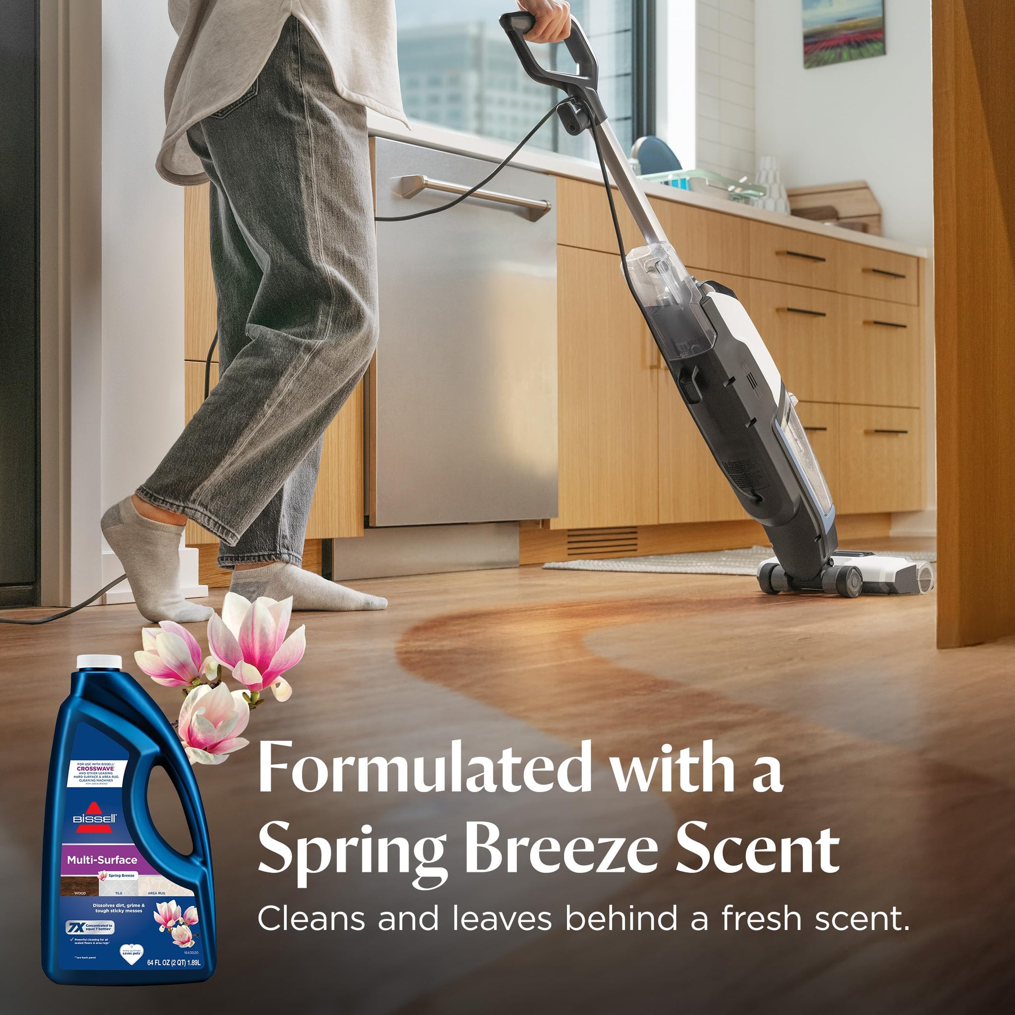 Bissell Multi-Surface Solution, For use in CrossWave and other leading hard surface and area rug cleaners, 64oz, Dissolves dirt, grime, and tough