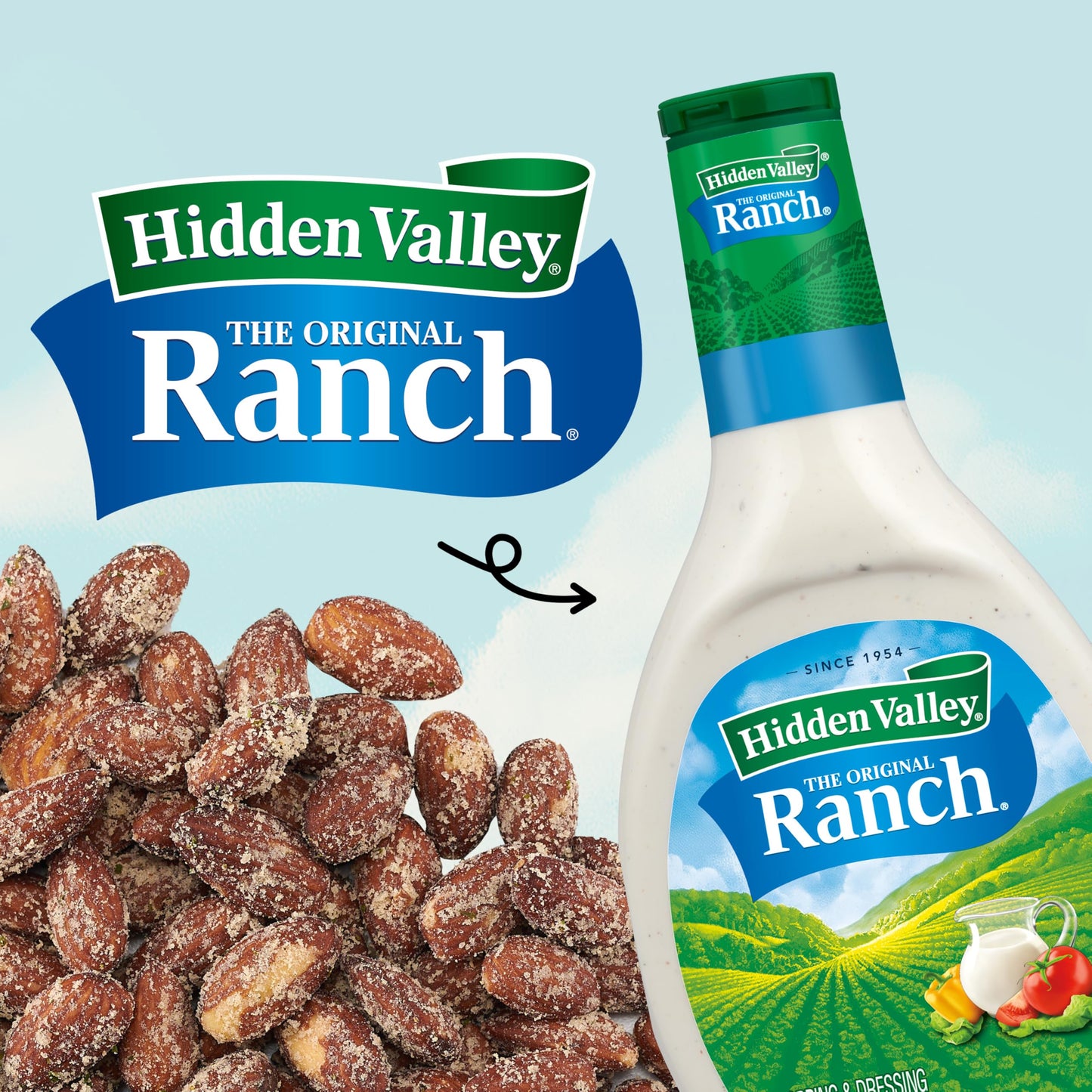 Snak Club Almonds with Hidden Valley Ranch Seasoning, Roasted Almonds, Gluten-Free and Kosher Snack, 7 oz Resealable Bag