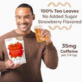 Waka Instant Green Tea Mix, Strawberry Flavored - 100% Tea Leaves, No Additives, Unsweetened Tea Powder in Bulk Pouch - Easy Quick Hot and Iced Teas