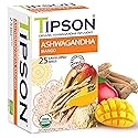 Tipson Organic Ashwagandha Tea Infusions - Mango - 25 Premium Tea Bags - Caffeine Free - Non GMO - Gluten free