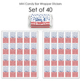 Stars and Stripes - 4th of July Mini Candy Bar Wrapper Stickers - 40pc