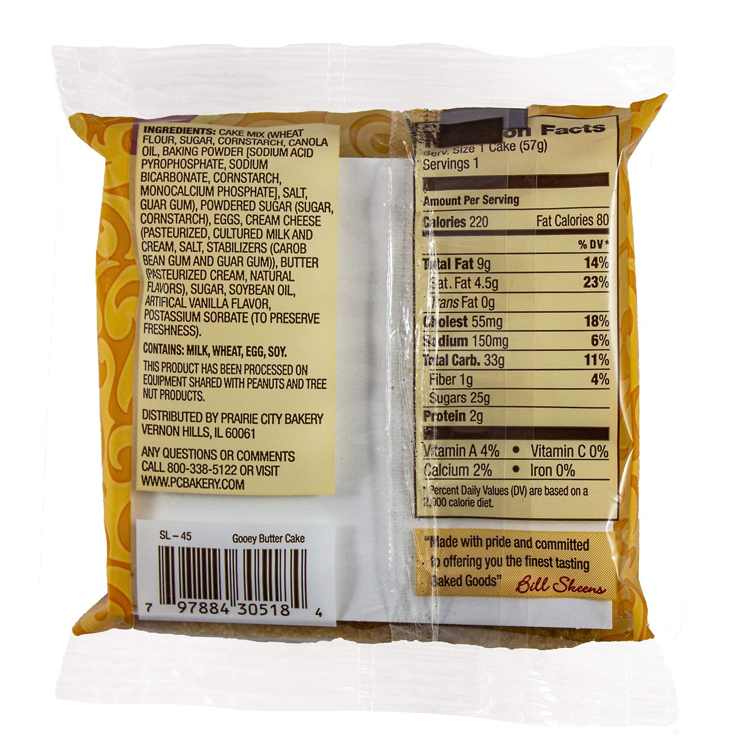 Prairie City Bakery Ooey Gooey Butter Cake Individually Wrapped On The Go Dessert Sweet Treats Perfect For Snacking 2 Ounce Snack Cakes Pack of 10