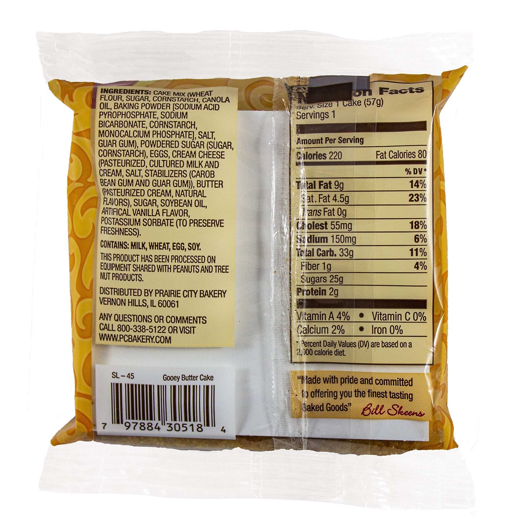 Prairie City Bakery Ooey Gooey Butter Cake Individually Wrapped On The Go Dessert Sweet Treats Perfect For Snacking 2 Ounce Snack Cakes Pack of 10