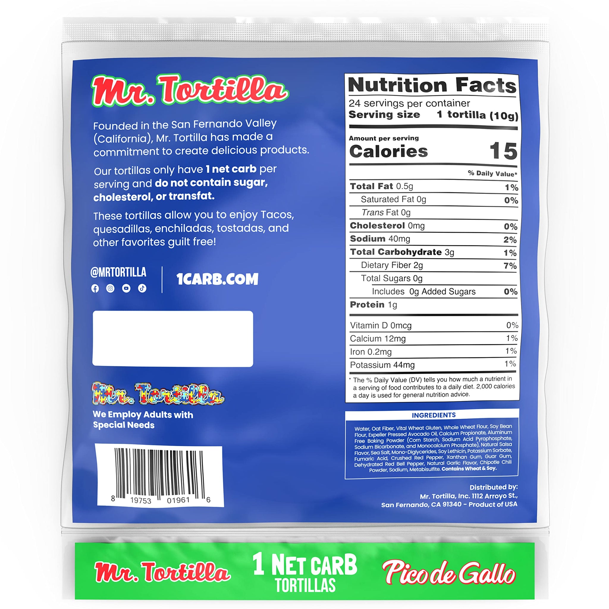 Mr. Tortilla 1 Net Carb Tortillas (Pico de Gallo, 24 Count (Pack of 1))