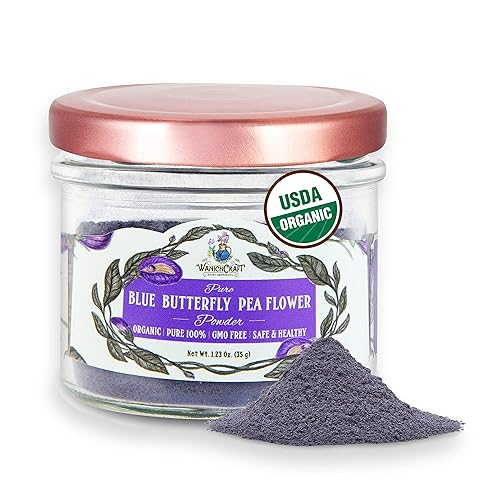 Butterfly Pea Flower Powder Blue Matcha Tea | 100% USDA Organic | CULINARY GRADE | NON GMO | Plant-Based Colors | Glass Jar | 1.23 Oz. (Powder 35g
