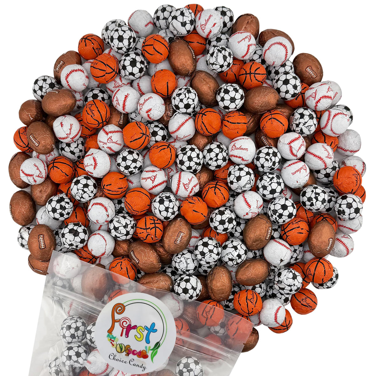 FirstChoiceCandy Milk Chocolate Foil Wrapped Balls (Assorted Sport, 2 Pound (Pack of 1))