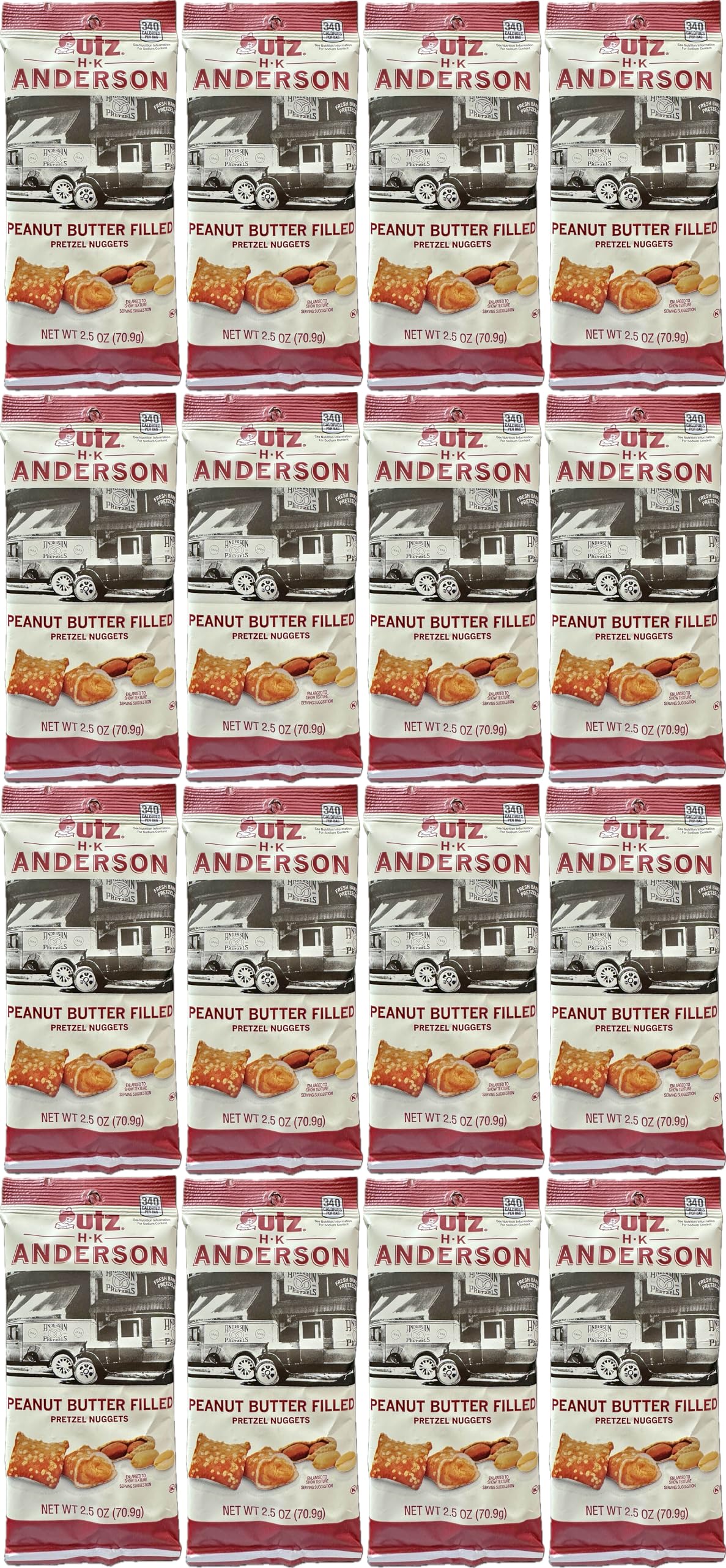 HK Anderson Peanut Butter Filled Pretzel Nuggets, 2.5 Ounce Bag (Pack of 16) Bundled by SUPERDEALS with mystery gift