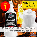 Commercial Grill and Oven Cleaner 32Oz Concentrate 1pk. Heavy-Duty Fast-Acting Degreaser Solution Removes Carbon, Grime, Burnt Food and Oil
