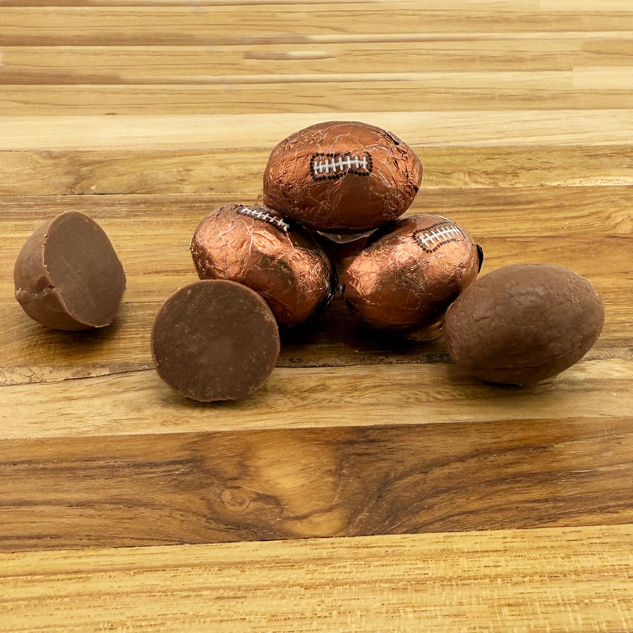 FirstChoiceCandy Milk Chocolate Foil Wrapped Balls (Footballs, 2 Pound (Pack of 1))