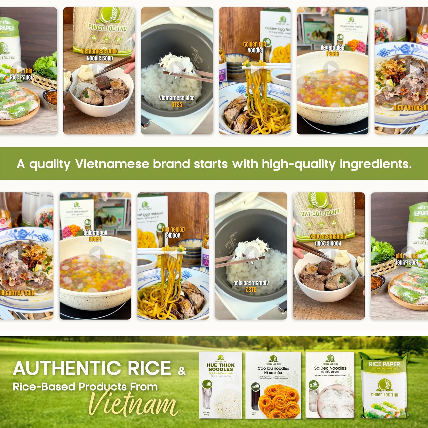 Ph??c L?c Th? Premium Vietnamese Rice Noodle Collection, Natural Ingredients, MSG-Free, Traditional (Vegetables Pasta)