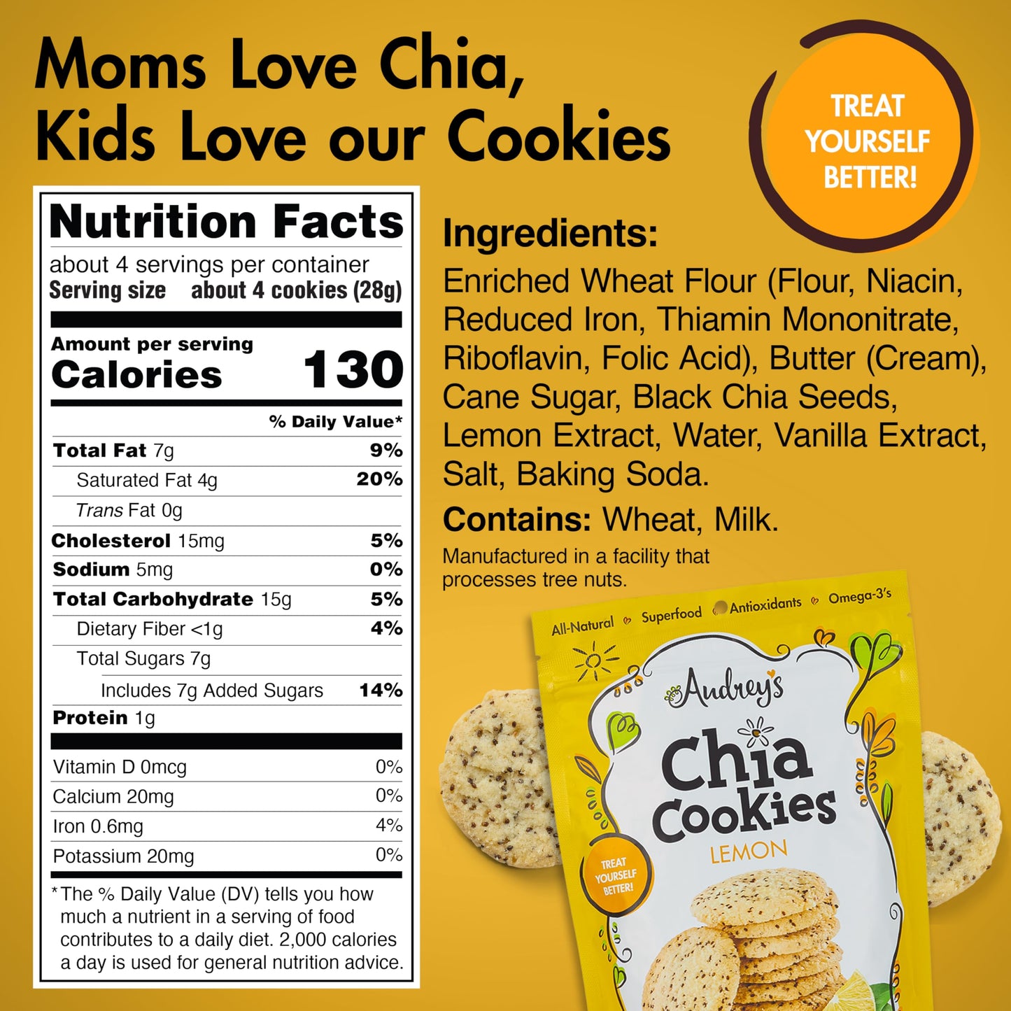 Audrey's Chia Cookies - (Lemon, 3 Pack), Natural, Antioxidants, Omega-3's, Non-GMO