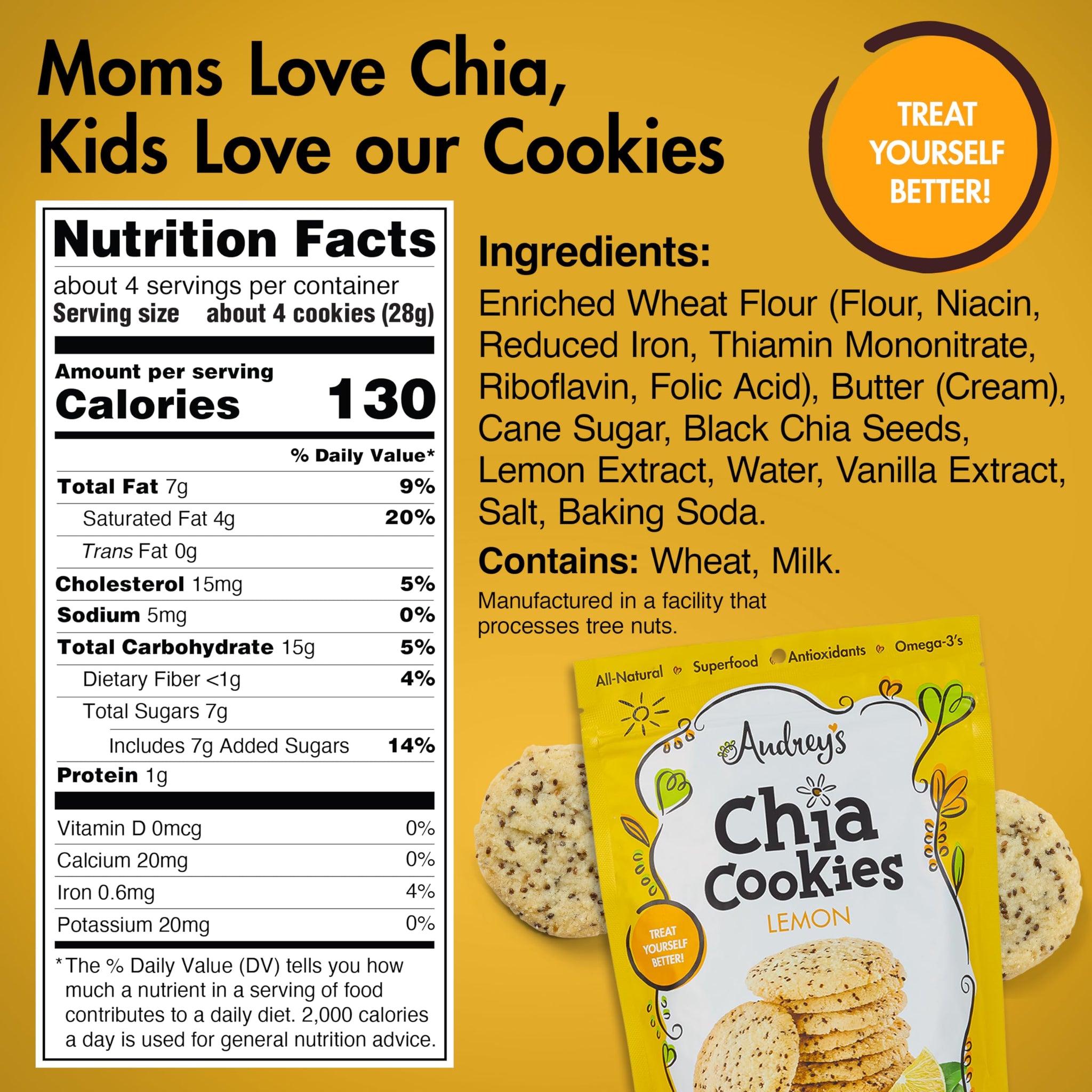 Audrey's Chia Cookies - (Lemon, 3 Pack), Natural, Antioxidants, Omega-3's, Non-GMO