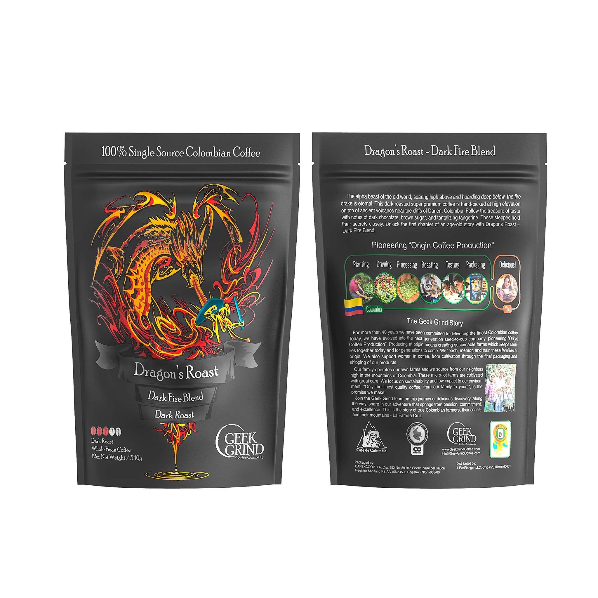 Geek Grind Dragon's Roast Whole Bean Coffee - 12oz Bag