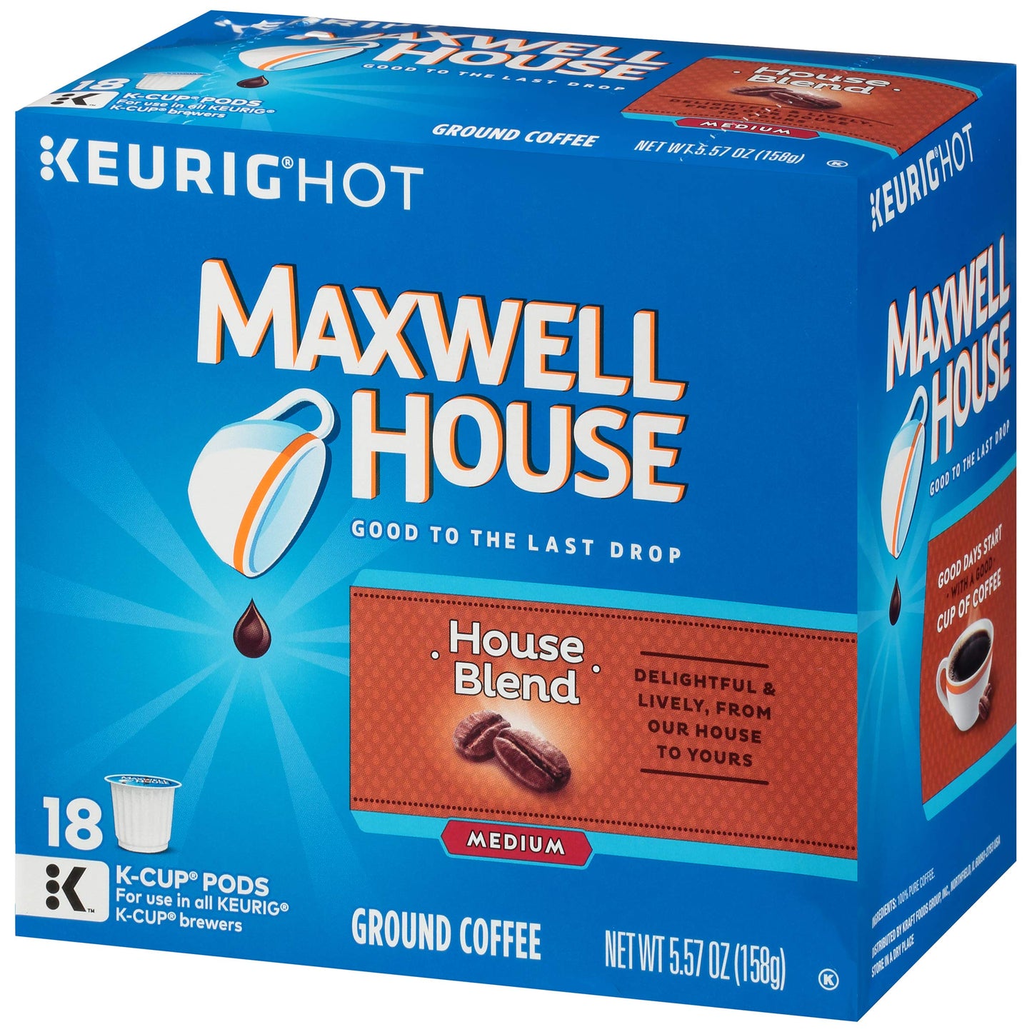 Maxwell House House Blend Medium Roast K-Cup Coffee Pods (18 Pods)