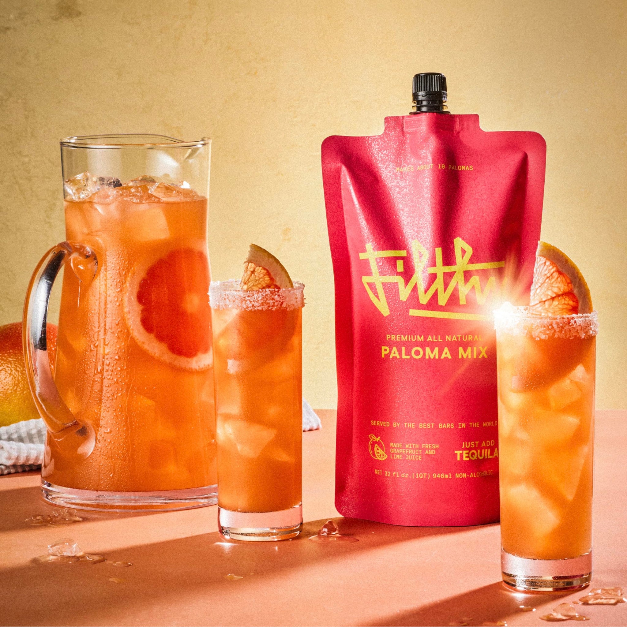 Filthy Paloma Mix, Premium Cocktail Mixer, All-Natural, Non-GMO, Vegan & Gluten-Free, Made with Fresh Ruby Red Texas Grapefruit & Florida Lime Juice
