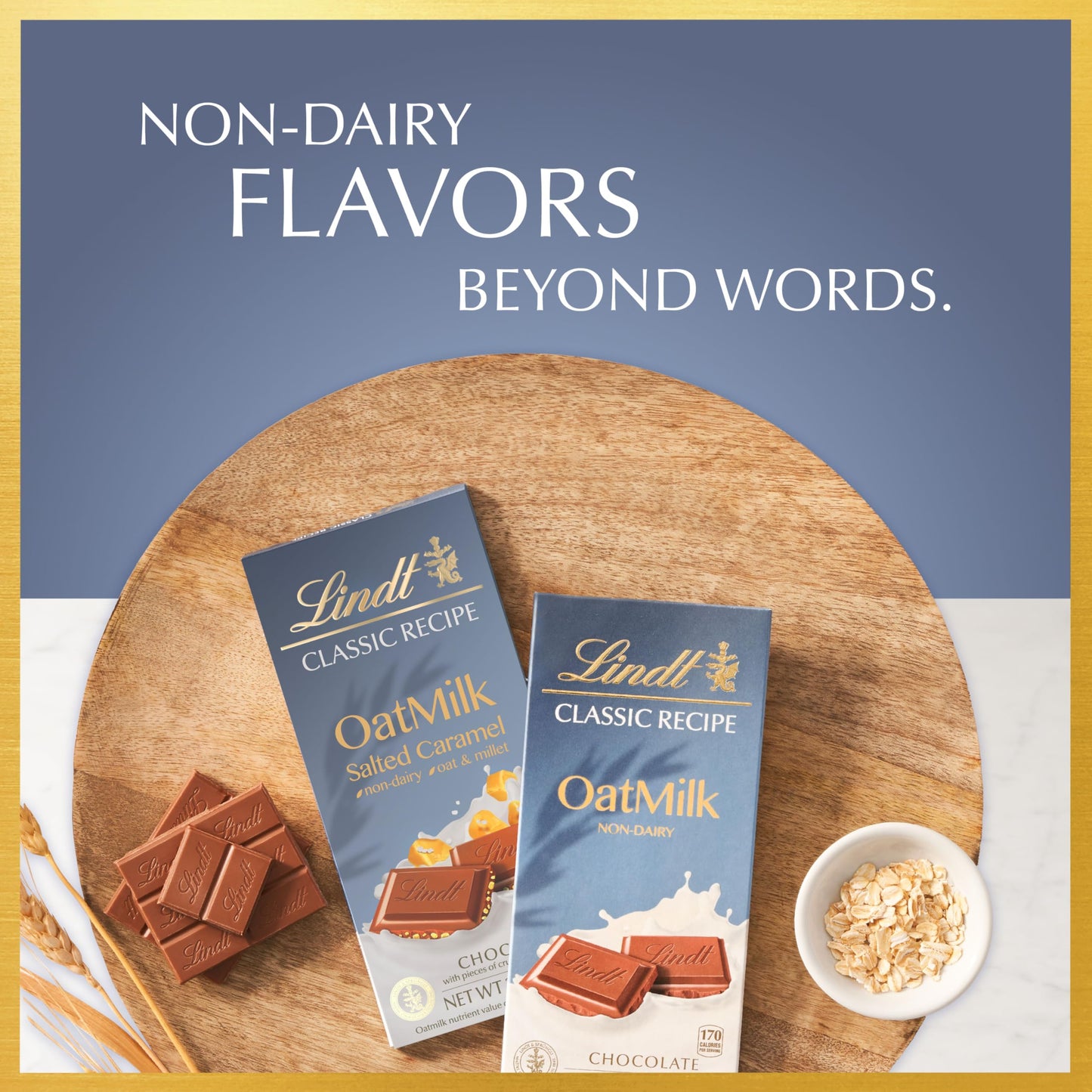 Lindt CLASSIC RECIPE OAT MILK Plain Chocolate Bar, 3.5 oz.