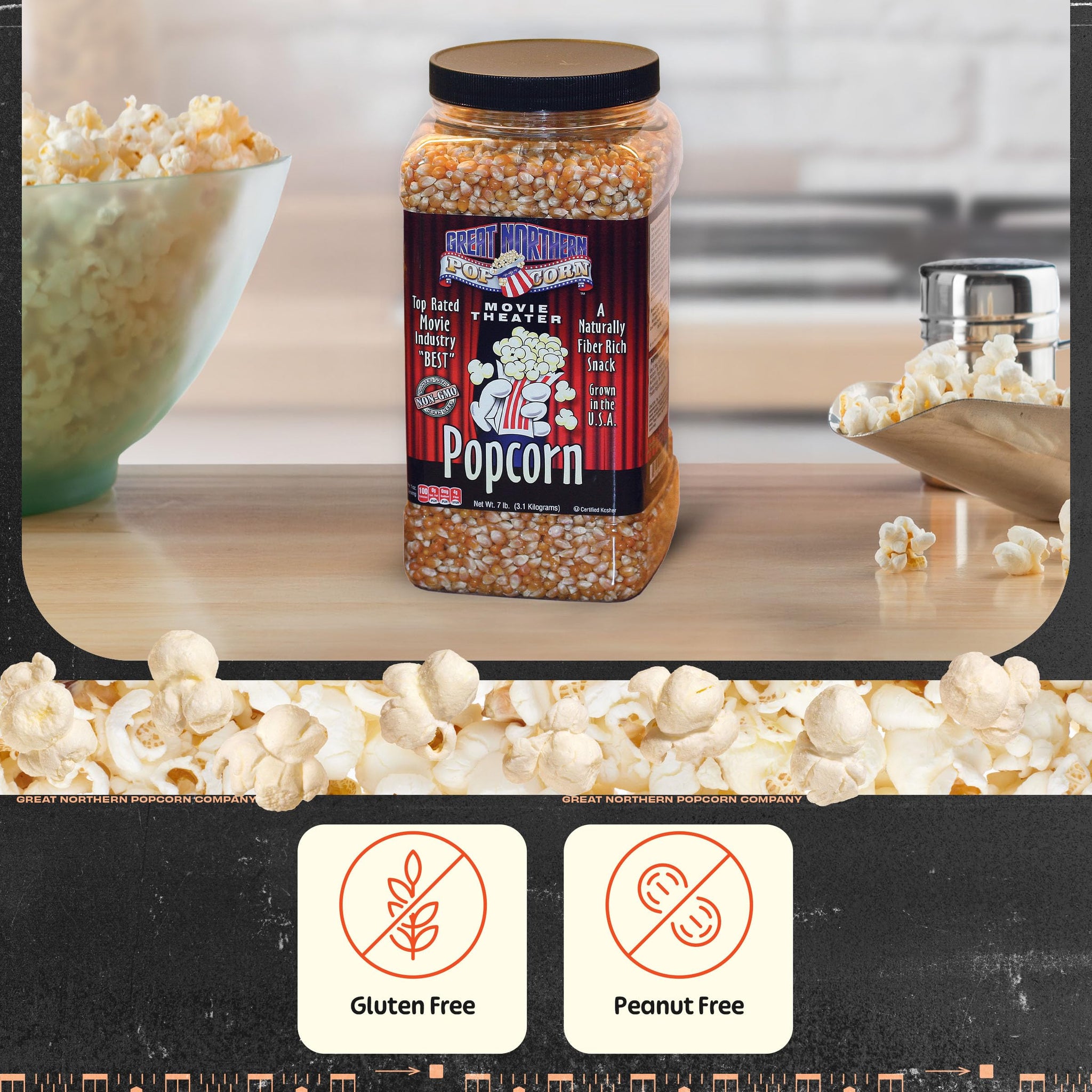 Yellow Popcorn Kernels Bulk Resealable 7lb Jug - Non-GMO Premium Gourmet Popcorn Kernels for Popping in Microwave, Stovetop, or Machine by Great