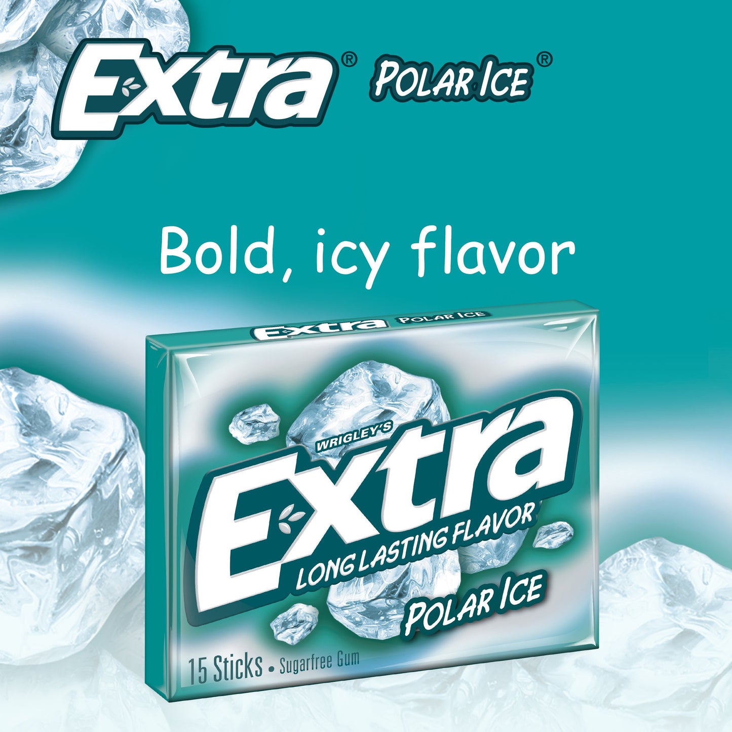 EXTRA Gum Polar Ice, Sugarfree Gum, 45 Ct, Bulk Mint Gum with Strong Mint flavor for Breath Refreshing, After Meals, Travel, and More with Long