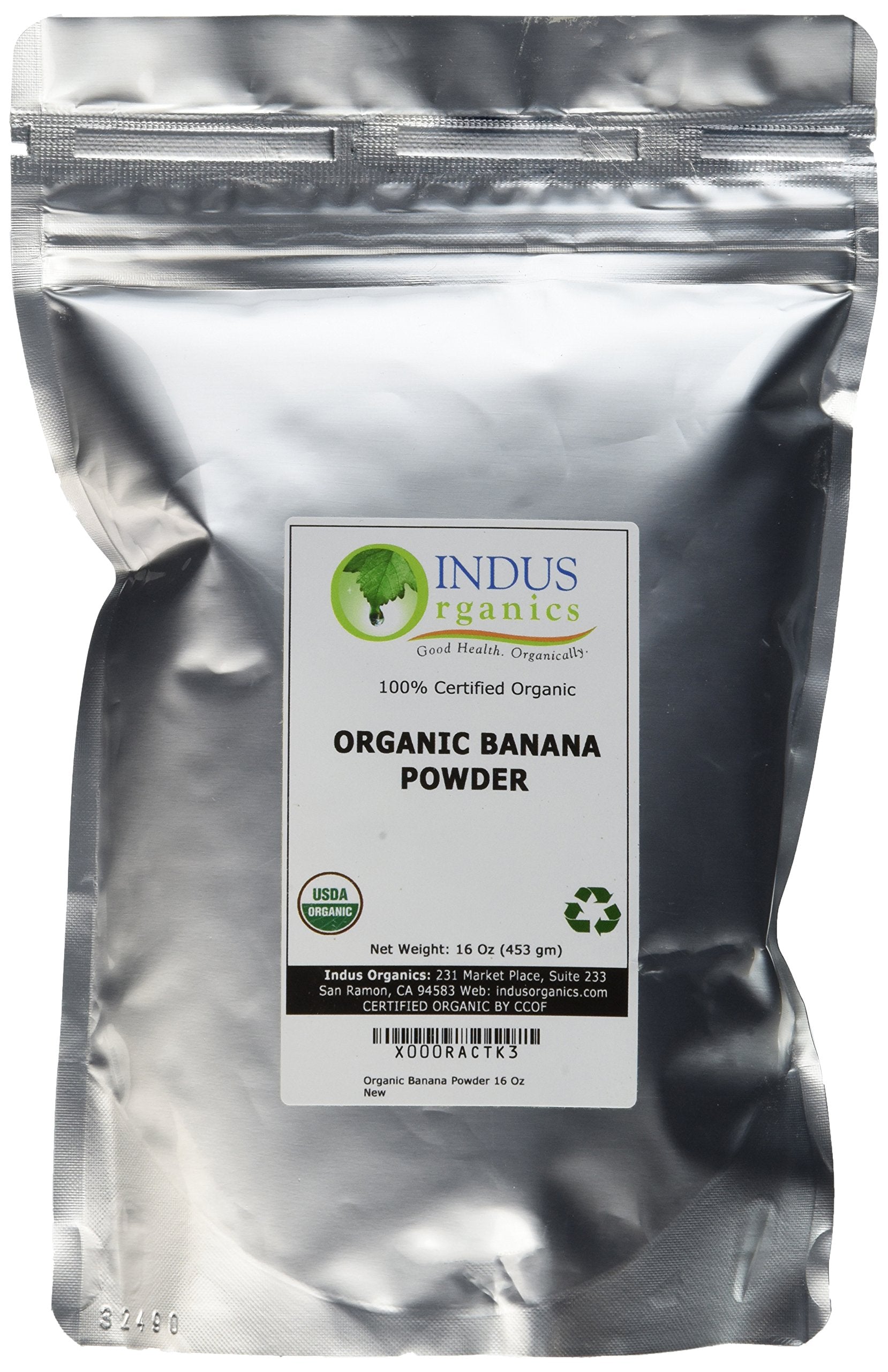 Indus Organics Banana Powder, 1 Lb Bag, Sulfite Free, No Added Sugar, Premium Grade, High Purity, Freshly Packed