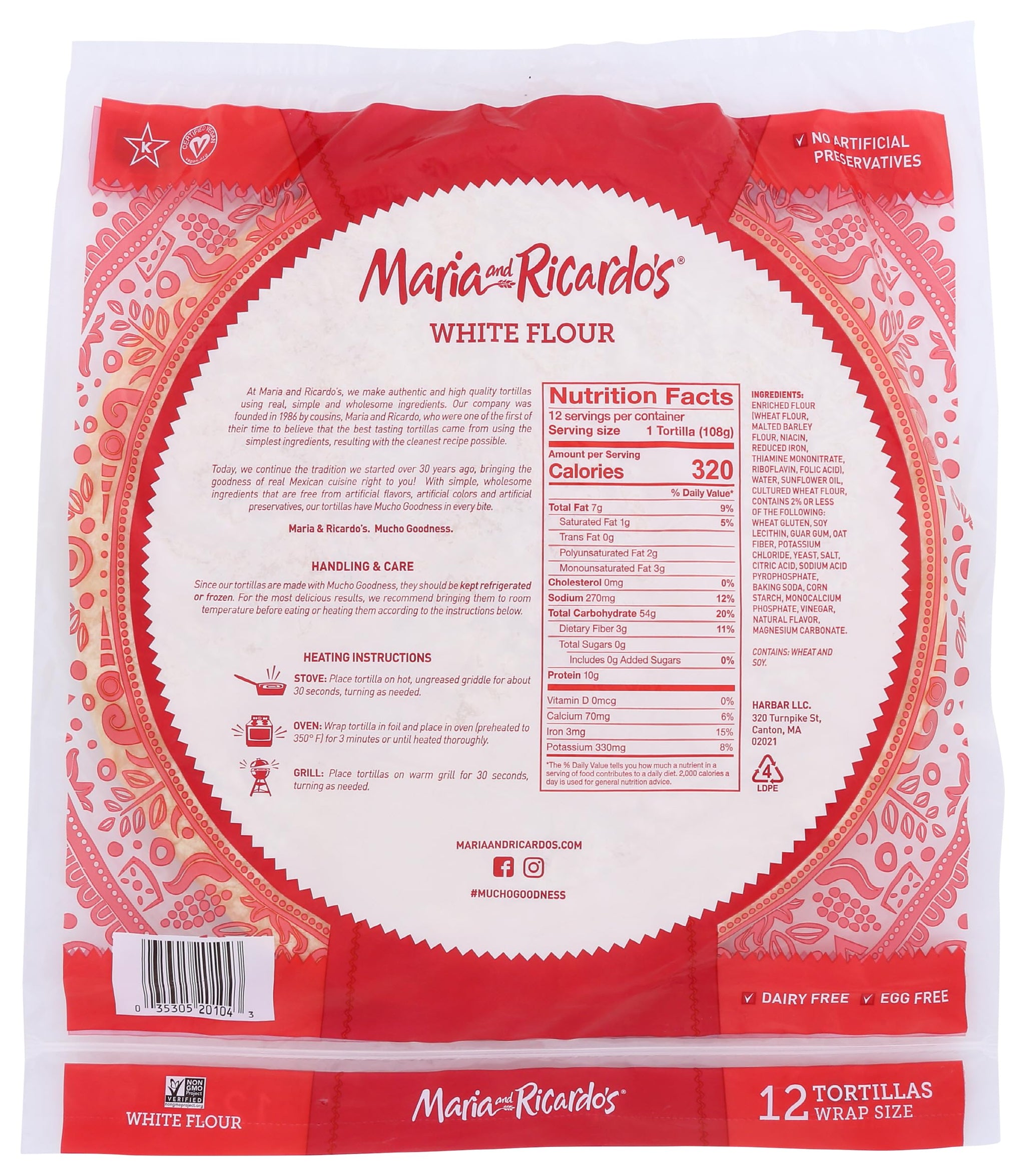 Maria & Ricardos White Tortillas 12 Inch, 45.7 OZ
