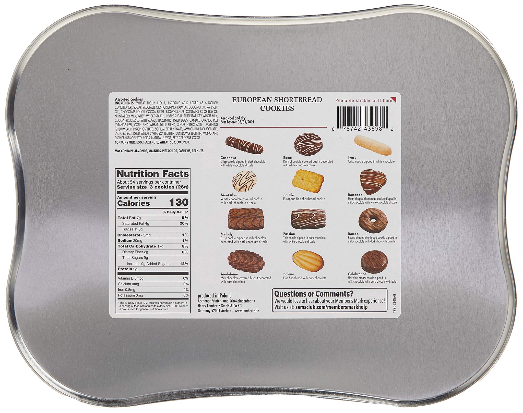 Member's Mark European Chocolate Cookie Product Of Germany Net Wt (49.4 Oz)