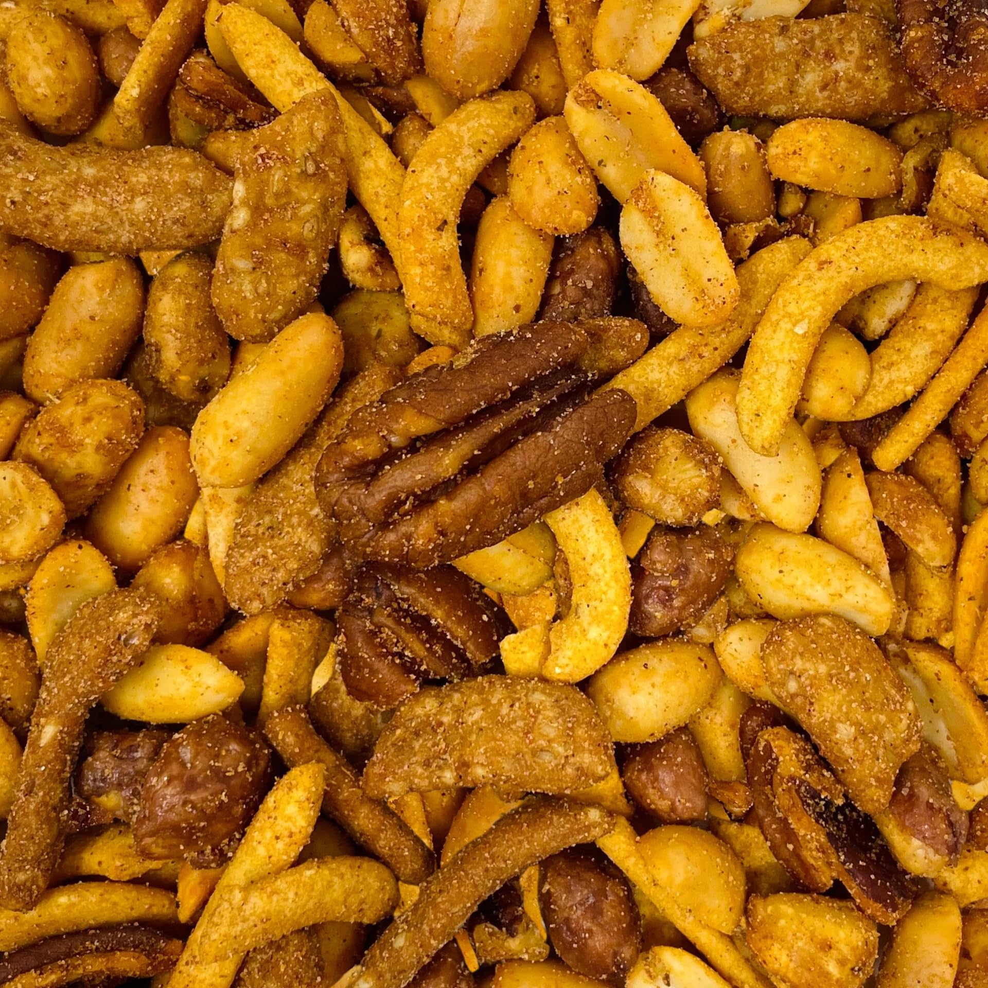 Belmont Peanuts Cocktail Crunch Mix, 18 oz (1 Pack) - Pecans, Butter Toffee Virginia Peanuts, Sesame Sticks, Rice Sticks, Seasoned Peanuts - Simple