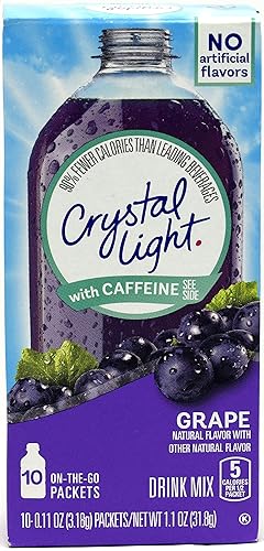 Crystal Light On-The-Go Drink Mix Packets with Caffeine, Zero Sugar Powdered Water Enhancer, Natural Flavor Low Calorie Beverage Mix, Energy Drink Mix