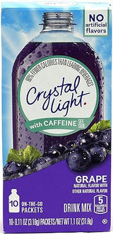 Crystal Light On-The-Go Drink Mix Packets with Caffeine, Zero Sugar Powdered Water Enhancer, Natural Flavor Low Calorie Beverage Mix, Energy Drink Mix