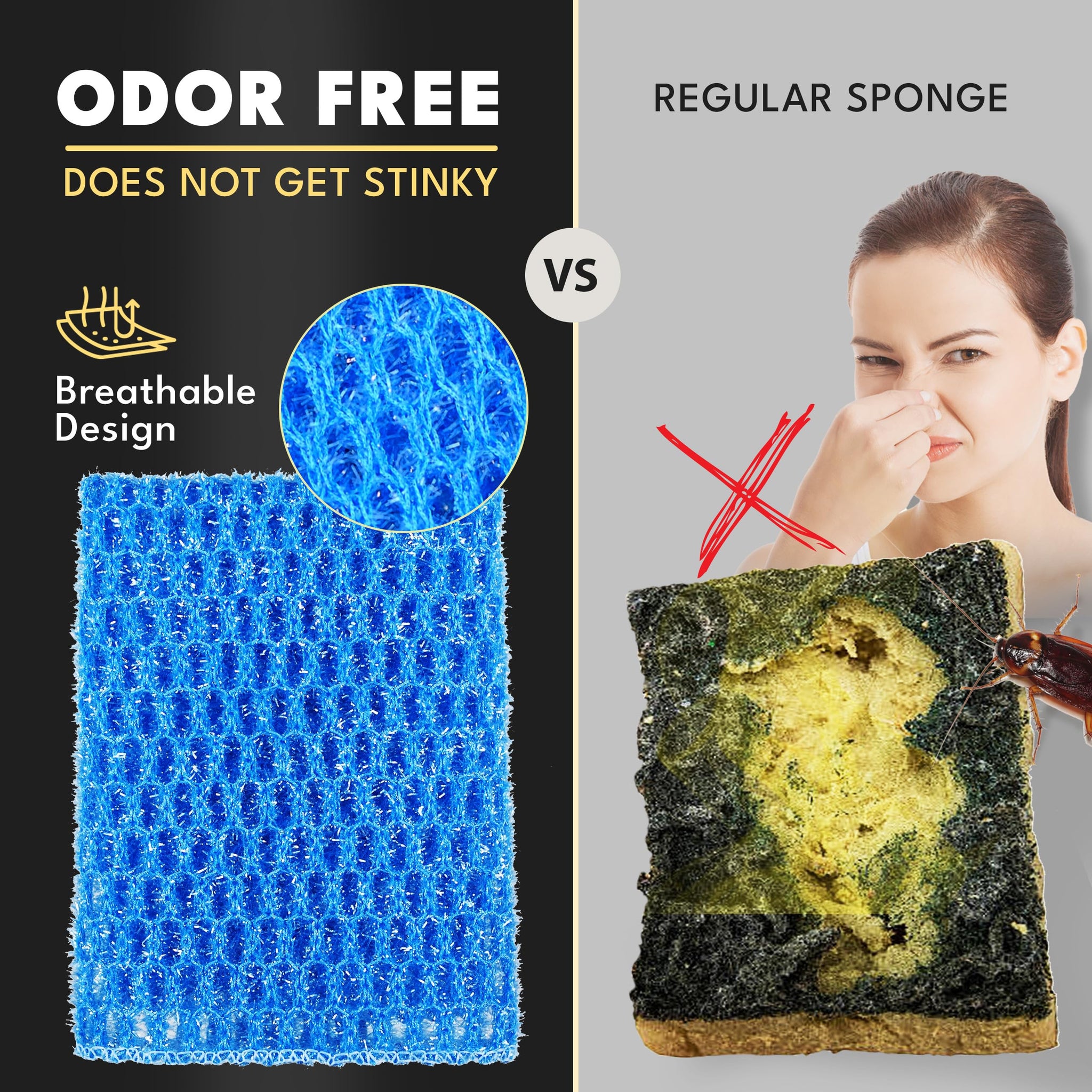 Non Scratch Dish Scrubbers for Cleaning Dishes (12 PK) - Reusable Kitchen Sponge - Replace Dish Sponges for Washing Dishes - Best Household Scrubbing
