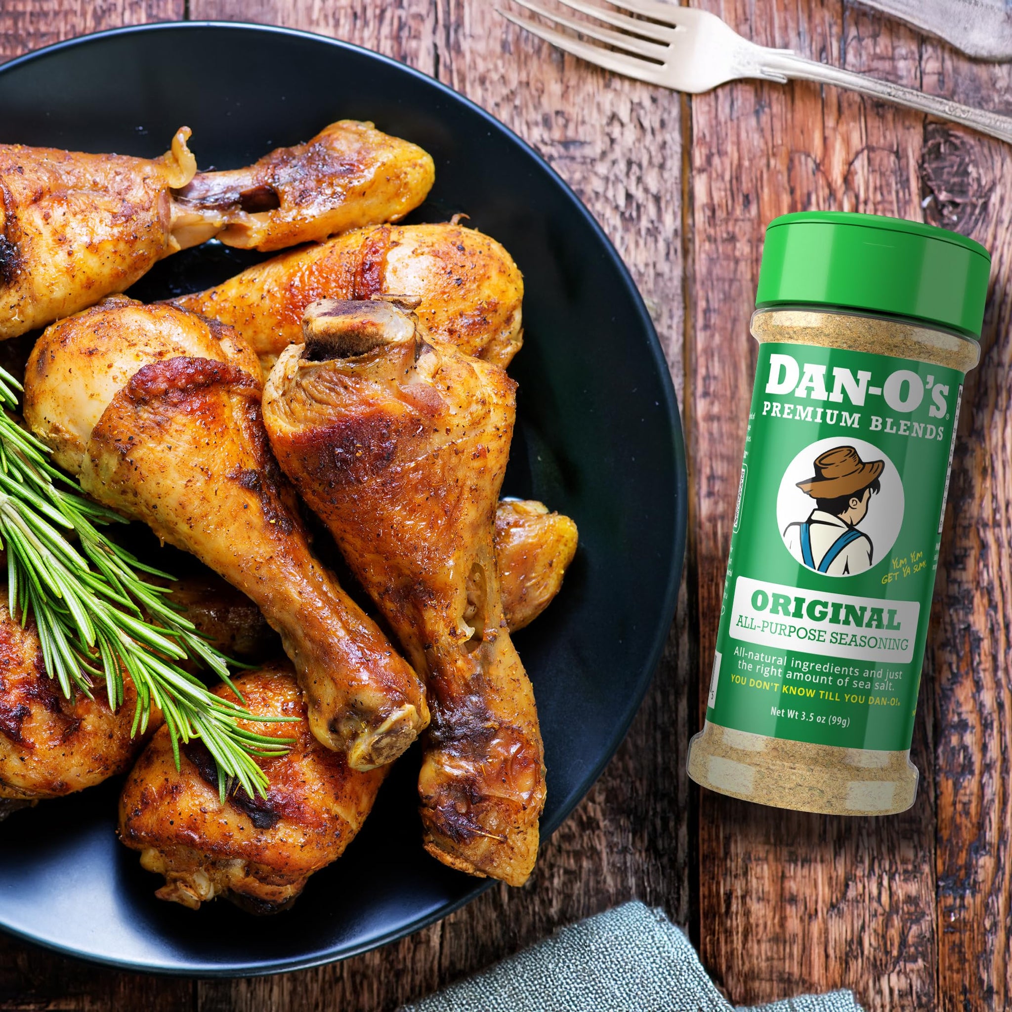 Dan-O's Original Seasoning, 2.5 oz Bottle, All Purpose Seasoning for Chicken, Turkey, Beef, Veggies and More, Sugar Free, Zero Calorie, Use this Spice