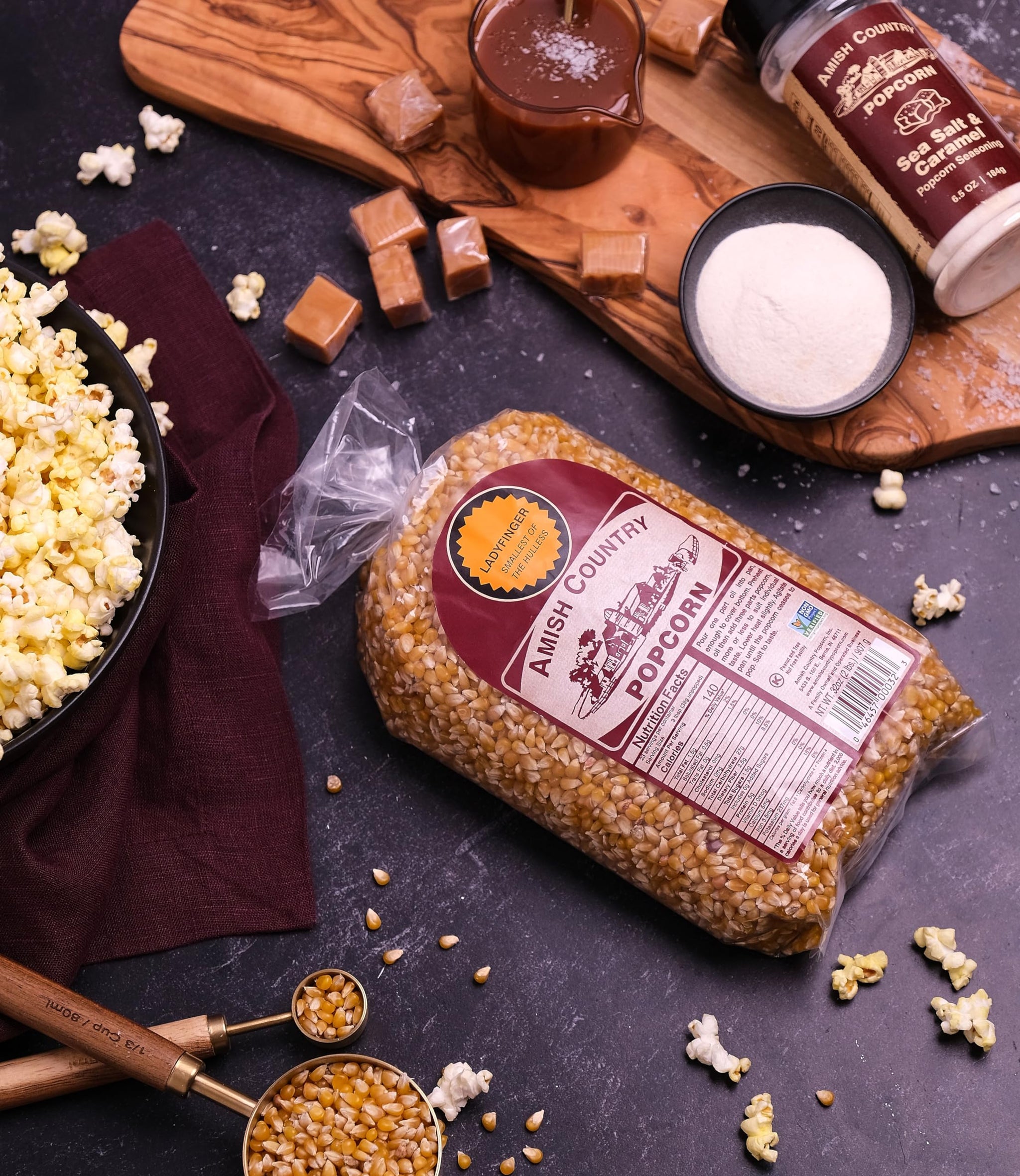 Amish Country Popcorn Ladyfinger Popcorn Kernels, 6LB Bag - Non-GMO, Gluten Free, Hulless, Old Fashioned Popcorn