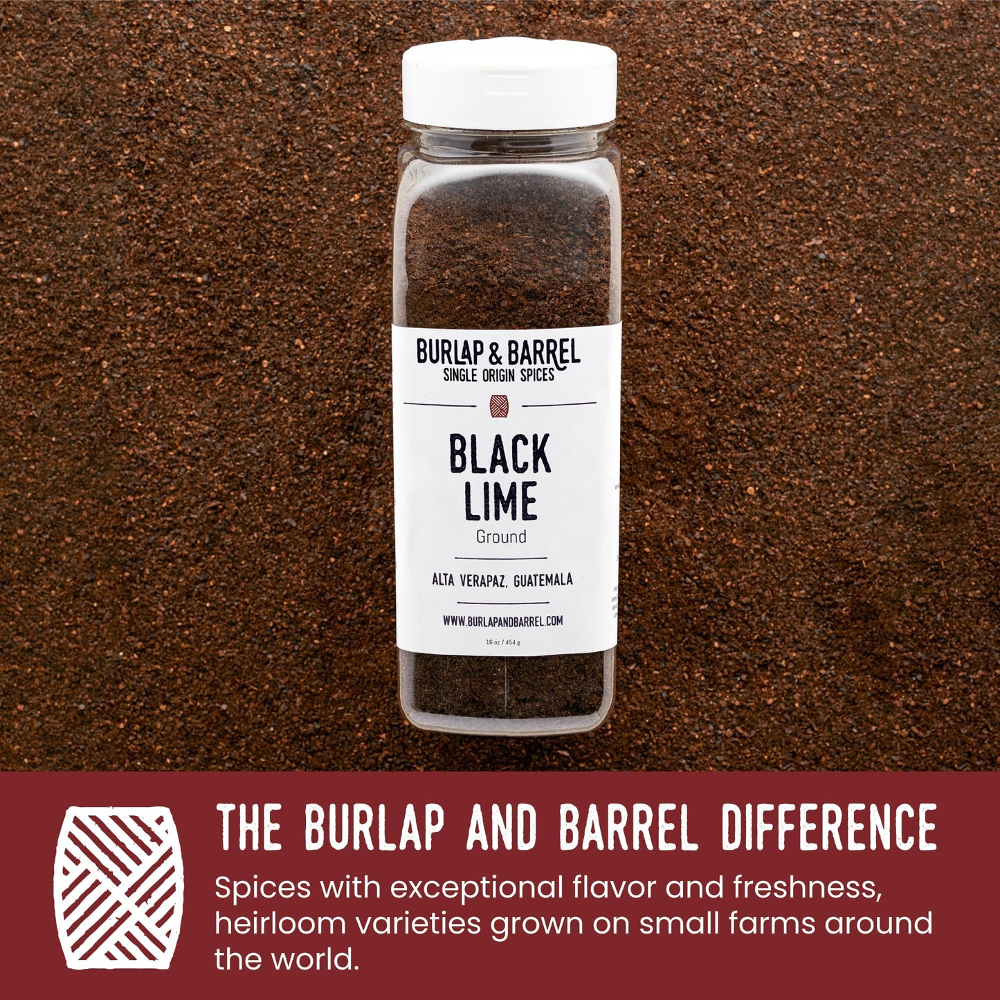 Burlap & Barrel Ground Black Lime - Tart & Savory for Roasted Meats, Veggies, Stews, Kebabs Alternative to Makrut Leaf - As seen on Shark Tank - 16oz